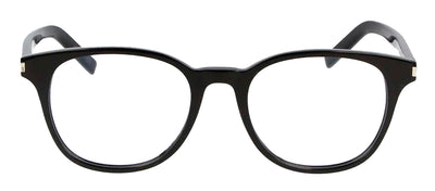 Saint Laurent SL 523O 4 Round Plastic Black Eyeglasses with Logo Stamped Demo Lenses