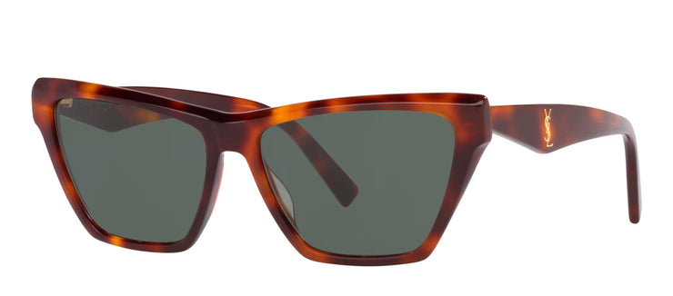 Saint Laurent SL M103 3 Cat-Eye Plastic Havana Sunglasses with Green Lens