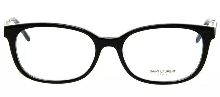 Saint Laurent SL M74/F 001 Rectangle Acetate Black/Silver Eyeglasses with Logo Stamped Demo Lenses