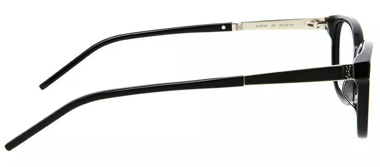 Saint Laurent SL M74/F 001 Rectangle Acetate Black/Silver Eyeglasses with Logo Stamped Demo Lenses