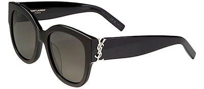 Saint Laurent SL M95/F 005 Cat-Eye Plastic Black Sunglasses with Grey Polarized Lens