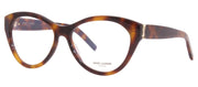 Saint Laurent SL M96O 3 Cat-Eye Plastic Havana Eyeglasses with Logo Stamped Demo Lenses