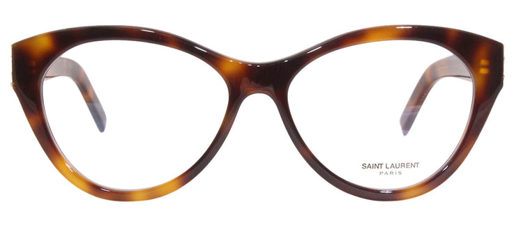 Saint Laurent SL M96O 3 Cat-Eye Plastic Havana Eyeglasses with Logo Stamped Demo Lenses