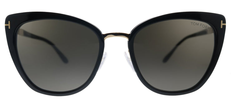 Tom Ford Simona TF 717 01A Cat-Eye Plastic Shiny Black Sunglasses with Grey Lens