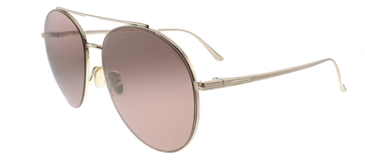 Tom Ford Cleo TF 757 28Y Round Metal Shiny Rose Gold Sunglasses with Pale Pink Lens