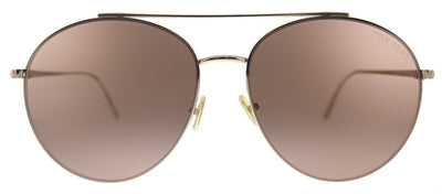 Tom Ford Cleo TF 757 28Y Round Metal Shiny Rose Gold Sunglasses with Pale Pink Lens