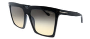 Tom Ford Sabrina-02 TF 764 01B Square Plastic Shiny Black Sunglasses with Yellow Gradient Lens