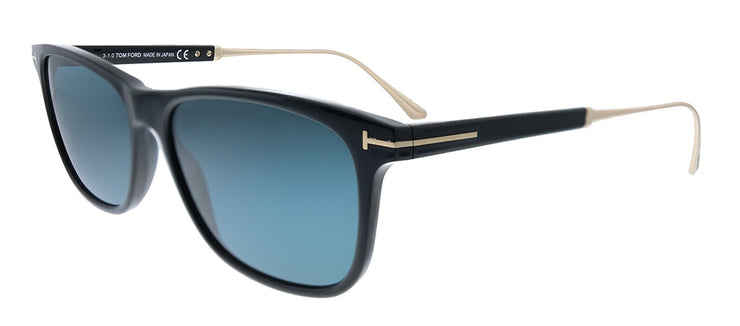 Tom Ford Caleb TF 813 01V Rectangle Plastic Black Sunglasses with Blue Lens