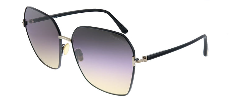 Tom Ford Claudia-02 TF 839 01B Geometric Plastic Black Sunglasses with Purple Gradient Lens