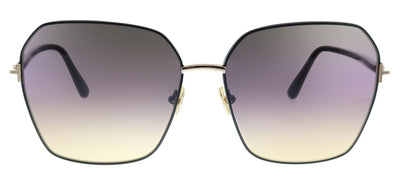 Tom Ford Claudia-02 TF 839 01B Geometric Plastic Black Sunglasses with Purple Gradient Lens