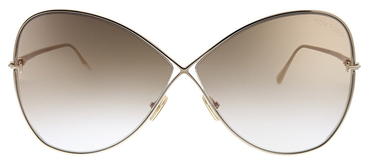 Tom Ford Nickie TF 842 28F Butterfly Metal Gold Sunglasses with Brown Gradient Lens