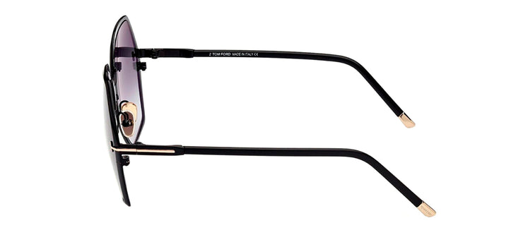 Tom Ford Fonda-02 TF 912 01B Geometric Metal Black Sunglasses with Grey Gradient Lens