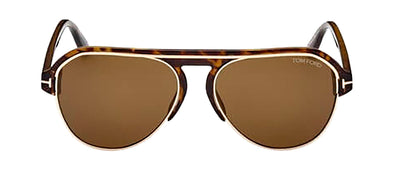 Tom Ford Marshall TF 929 52J Aviator Plastic Havana Sunglasses with Brown Lens