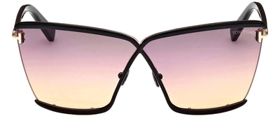 Tom Ford ELLE-02 TF 936 01B Square Metal Black Sunglasses with Orange Gradient Lens