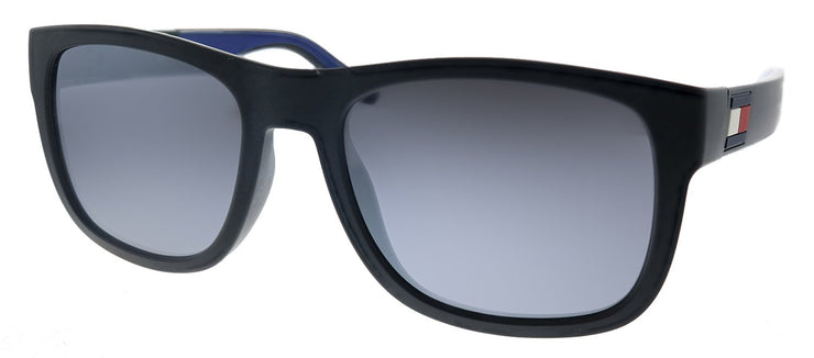 Tommy Hilfiger TH 1556/S D51 Rectangle Plastic Black Blue Sunglasses with Silver Mirror Lens