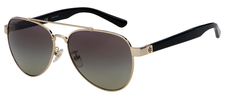 Tory Burch TY 6070 327111 Aviator Metal Gold Sunglasses with Grey Gradient Lens