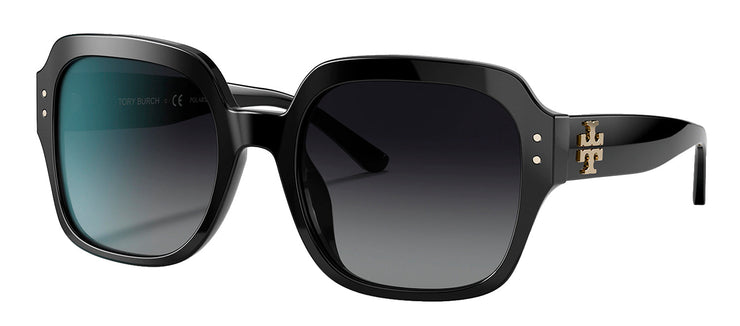 Tory Burch TY 7143U 1326T3 Square Plastic Black Sunglasses with Grey Polarized Lens