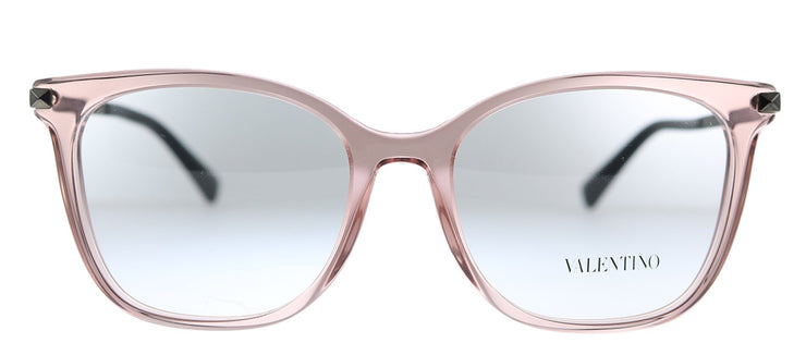 Valentino VA 3048 5155 Square Plastic Transparent Pink Eyeglasses with Logo Stamped Demo Lens