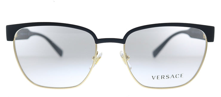Versace VE 1264 1436 Oval Metal Matte Black Gold Eyeglasses with Demo Lens