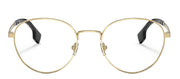 Versace VE 1279 1002 Round Metal Gold Eyeglasses with Logo Stamped Demo Lenses