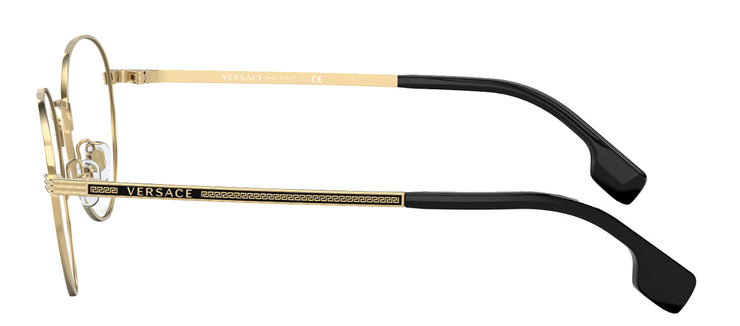 Versace VE 1279 1002 Round Metal Gold Eyeglasses with Logo Stamped Demo Lenses