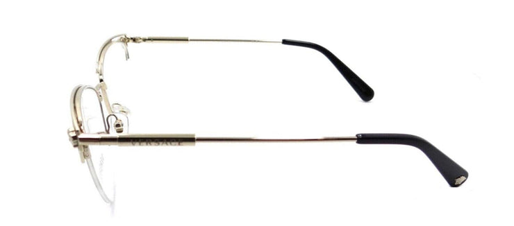 Versace VE 1280 1252 Cat-Eye Metal Gold Eyeglasses with Logo Stamped Demo Lenses