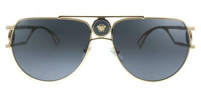 Versace  VE 2225 100287 Aviator Metal Gold Sunglasses with Grey Lens