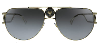 Versace VE 2225 12526G Aviator Metal Pale Gold Sunglasses with Silver Mirror Lens