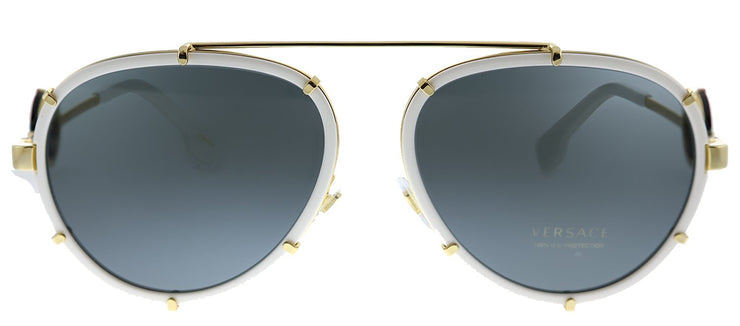 Versace  VE 2232 147187 Aviator Metal White Sunglasses with Grey Lens