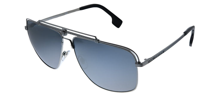 Versace VE 2242 10016G Rectangle Metal Gunmetal Sunglasses with Grey Mirror Lens