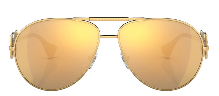 Versace VE 2249 10027P Aviator Metal Gold Sunglasses with Brown Mirror Lens