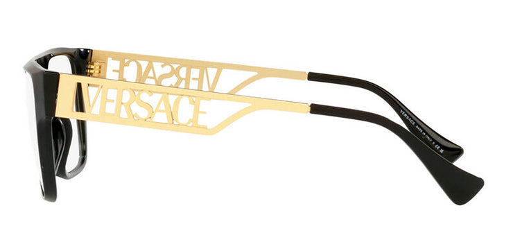 Versace VE 3326U GB1 Rectangle Plastic Black Eyeglasses with Logo Stamped Demo Lenses
