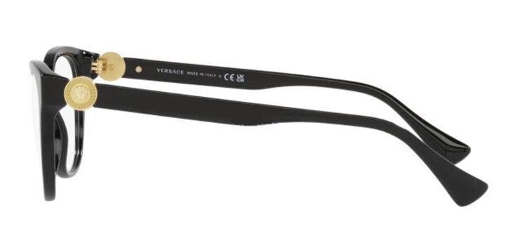 Versace VE 3330 GB1 Cat-Eye Plastic Black Eyeglasses with Logo Stamped Demo Lenses