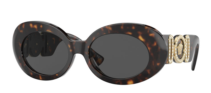 Versace VE 4426BU 108/87 Oval Plastic Havana Sunglasses with Grey Lens