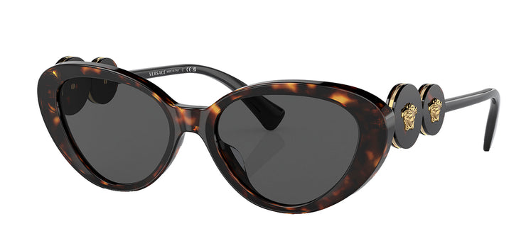 Versace VE 4433U 108/87 Cat-Eye Plastic Havana Sunglasses with Grey Lens
