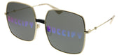 Gucci Gucci Logo GG 0414S 002 Square Metal Gold Sunglasses with Green Mirror Guccify Logo Lens