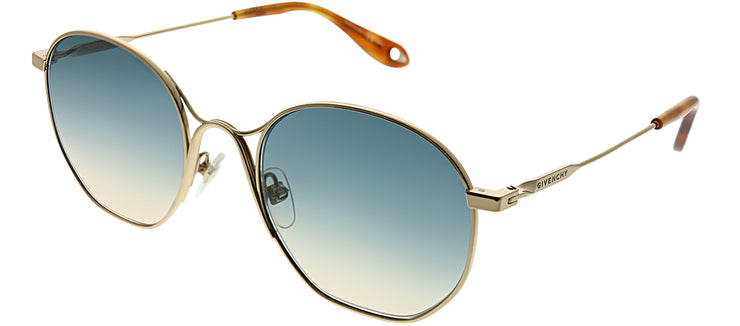 Givenchy GV 7093 J5G Oval Metal Gold Sunglasses with Blue Gradient Lens