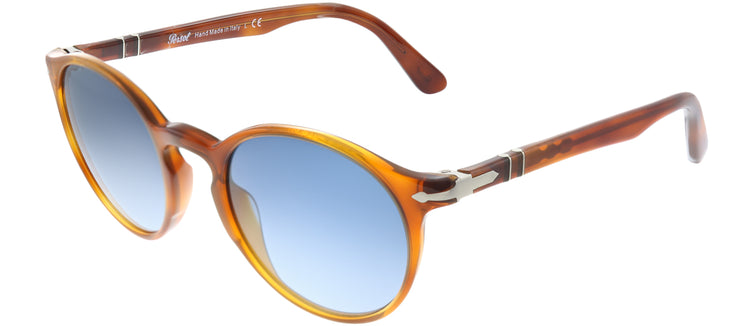 Persol PO 3171S 96/Q8 Round Plastic Brown Sunglasses with Azure Blue Gradient Lens