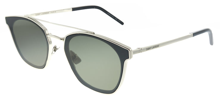 Saint Laurent Metal SL 28 005 Rectangle Metal Silver Sunglasses with Grey Lens