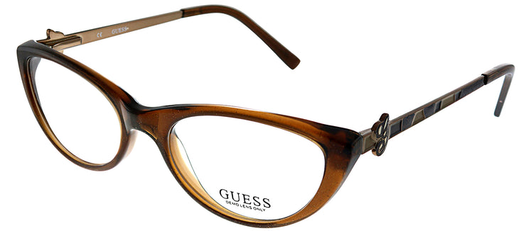 Guess GU 2257 Brn Cat-Eye Plastic Brown Eyeglasses with Demo Lens