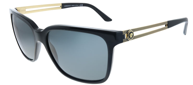 Versace VE 4307 GB1/87 Square Plastic Black Sunglasses with Grey Lens