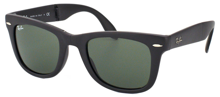 Ray-Ban Folding Wayfarer RB 4105 601S Wayfarer Plastic Black Sunglasses with Green Lens