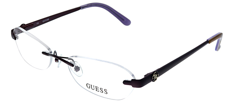 Guess GU 2338 PUR Rimless Metal Purple Eyeglasses with Demo Lens