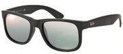 Ray-Ban Justin RB 4165 622/6G Square Rubber Black Sunglasses with Silver Mirror Lens