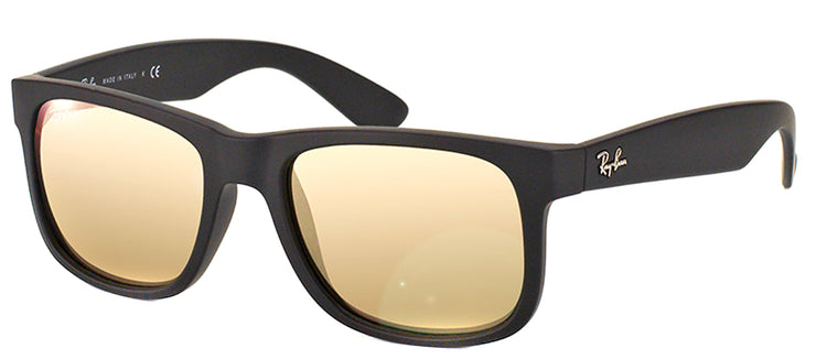 Ray-Ban Justin RB 4165 622/5A Square Rubber Black Sunglasses with Gold Mirror Lens