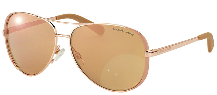 Michael Kors Chelsea MK 5004 1017R1 Aviator Metal Gold Sunglasses with Rose Gold Mirror Lens
