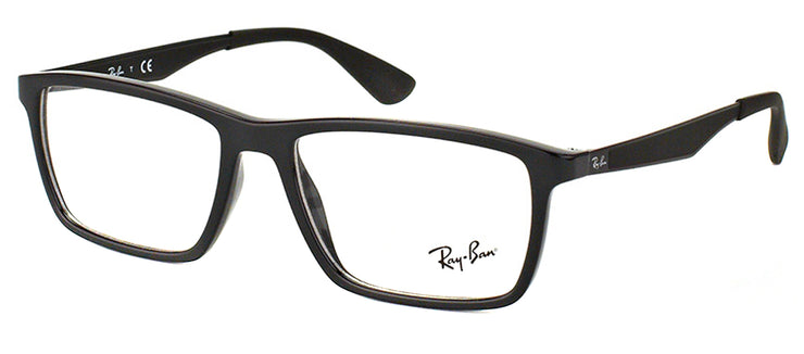 Ray-Ban RX 7056 2000 Rectangle Plastic Black Eyeglasses with Demo Lens