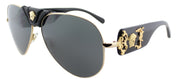 Versace VE 2150Q 100287 Baroque Aviator Metal Gold Sunglasses with Grey Lens