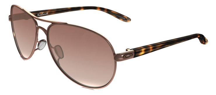 Oakley Feedback OO 4079 407901 Aviator Metal Gold Sunglasses with Brown Gradient Lens
