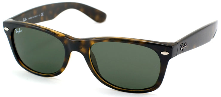 Ray-Ban New Wayfarer RB 2132 902 Wayfarer Plastic Tortoise/ Havana Sunglasses with Crystal Green Lens